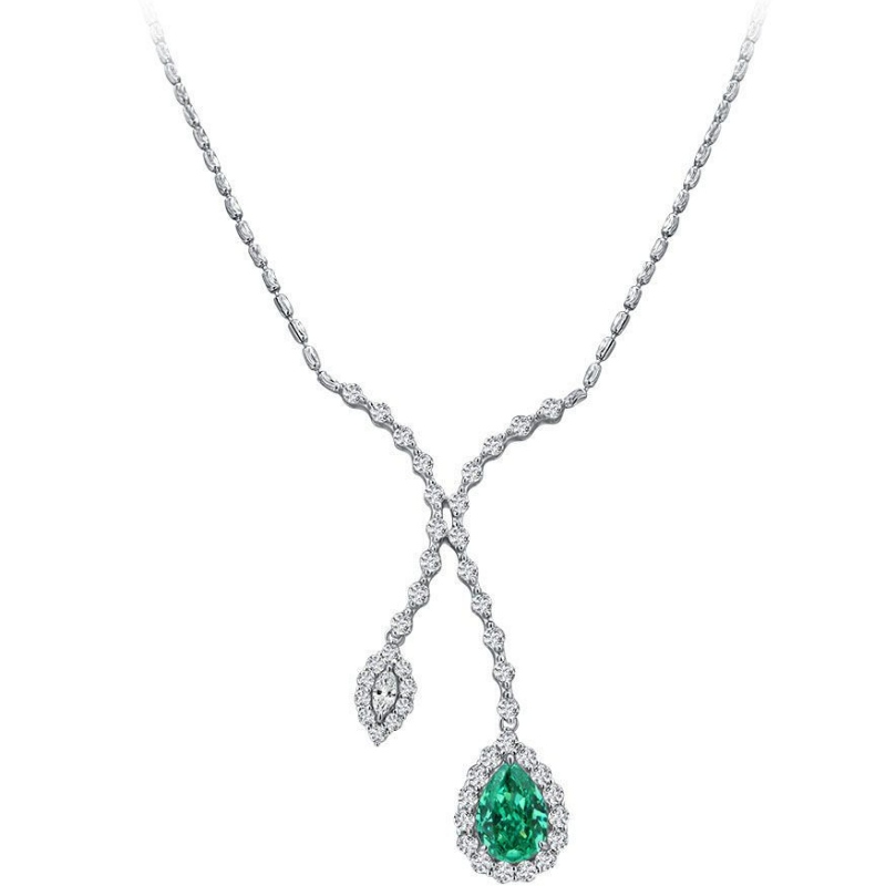 NIEUW S925 SILVER 10CT PA BLAUWE DROP-VLEIDE Mermaid ketting Hoge koolstofdiamant voor meisjes