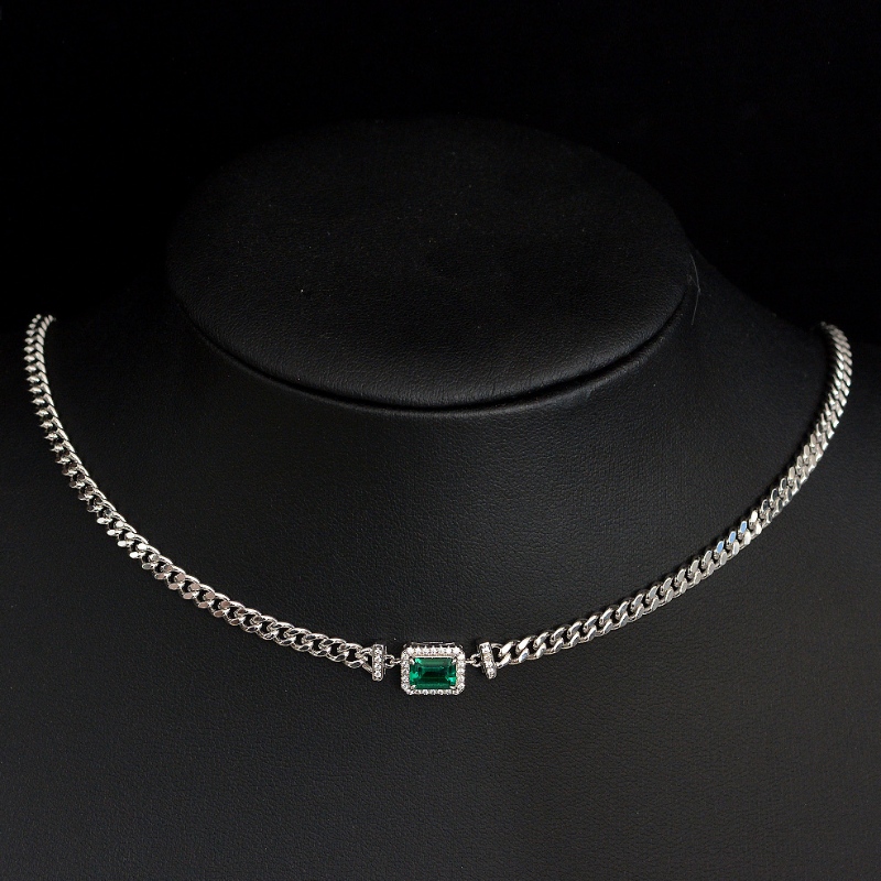 2022 NIEUW 1CT Gecultiveerd Emerald hanger 925 Zilver verstelbare eenvoudige ketting