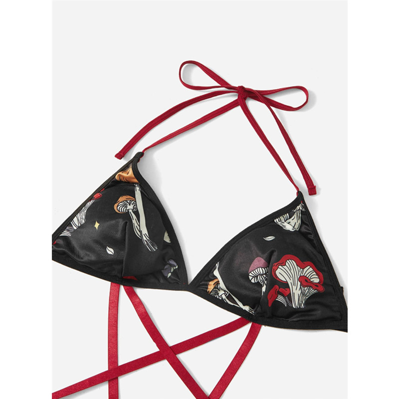 Print halter Thong Design Bodysuit Sexy Criss Cross Teddy en Bustier