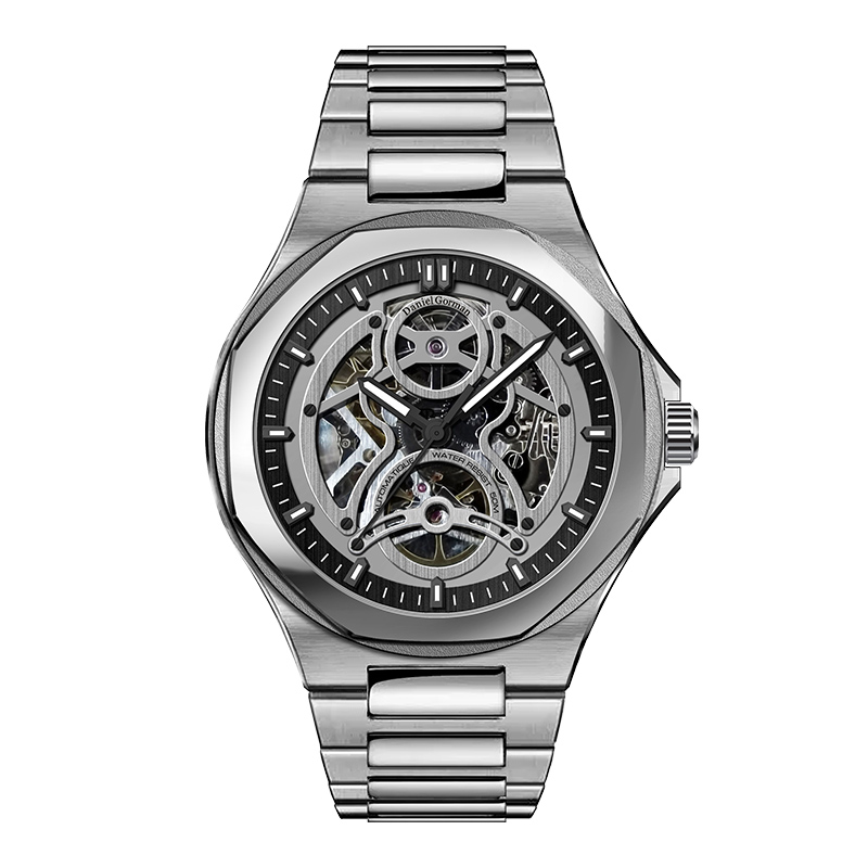 Daniel Gorman DG9111 Luxe mechanische Hollow Out Watch Men's waterdichte horloge Leisure Luminous roestvrijstalen riemriem topmerk luxe horloge
