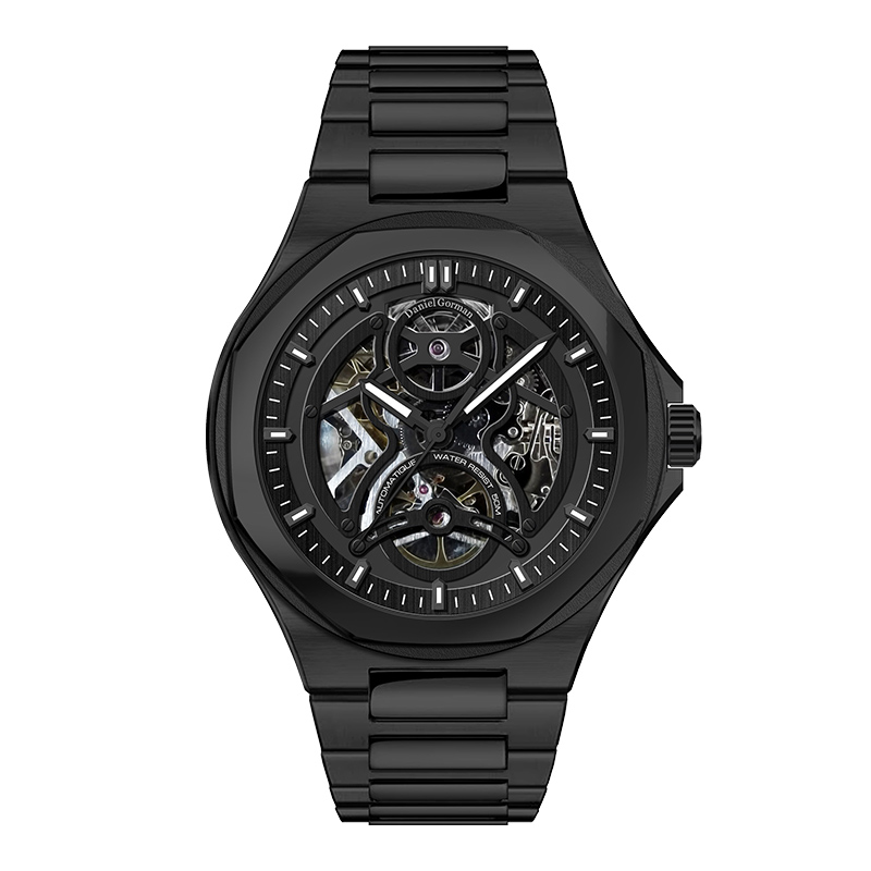 Daniel Gorman DG9111 Luxe mechanische Hollow Out Watch Men's waterdichte horloge Leisure Luminous roestvrijstalen riemriem topmerk luxe horloge