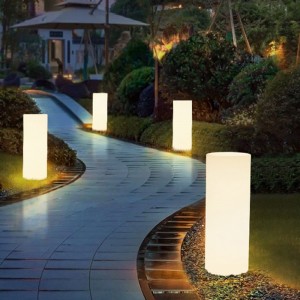 LED Outdoor Garden Art Decor Lights RGB Kleurverandering Cilindrische vloerlamp Batterij Powered Waterdicht met afstandsbediening voor Tuing Decor, Commercial, Wedding, Celebration