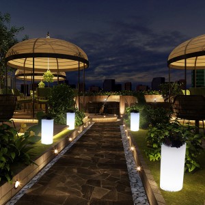 Buitentuin LED verlichte bloempotten, RGB -kleur veranderende plastic LED verlichte bloempotten voor bruiloft, evenementenfeest, hotel, winkelcentrum openingsceremonie decoratie (waterdichte IP68)