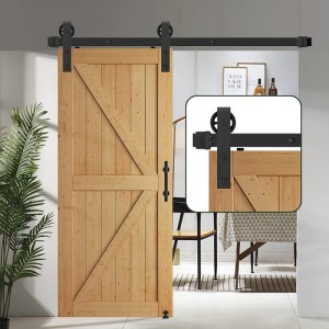BR001 6ft Heavy Duty Sturdy Sliding Barn Door Hardwarekits J Vormhanger voor enkele deur, zwart koolstofstaal