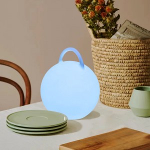 LED kleurrijke atmosfeernachtkastje lamp met handgreep aanraakbediening draadloos oplaad ronde moderne tafellamp met luidsprekers