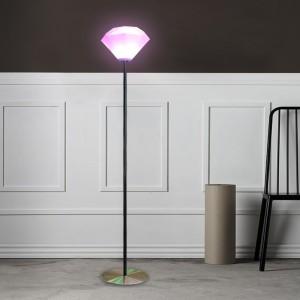 2022 Nieuwe Noordse minimalistische woninginrichting Vloerlamp, staande afstandsbediening RGB LED -vloerlamp, Creatieve diamant Dimable Living Room Outdoor Tuin Lamp met smeedijzeren lichte paal