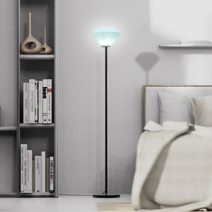 2022 Nieuwe Noordse minimalistische woninginrichting Vloerlamp, staande afstandsbediening RGB LED -vloerlamp, Creatieve diamant Dimable Living Room Outdoor Tuin Lamp met smeedijzeren lichte paal