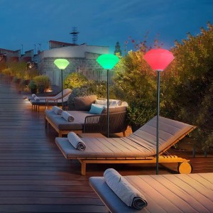 2022 Nieuwe Noordse minimalistische woninginrichting Vloerlamp, staande afstandsbediening RGB LED -vloerlamp, Creatieve diamant Dimable Living Room Outdoor Tuin Lamp met smeedijzeren lichte paal