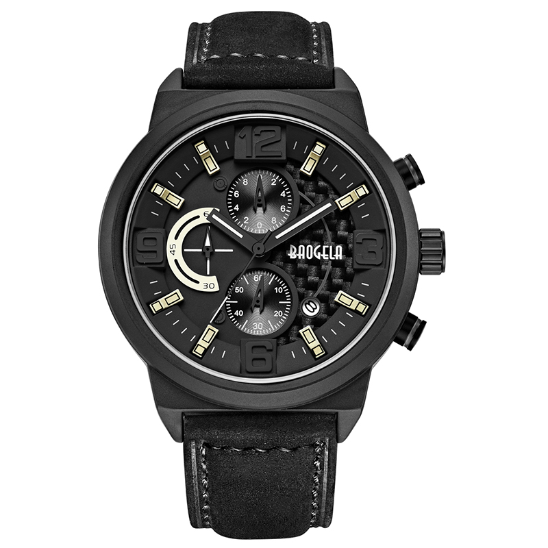 Baogela Men's Black Sports Quartz Kijk Leisure Fashion Analog Timing Watch Display Men \\'s Watch 1709 Black Blue