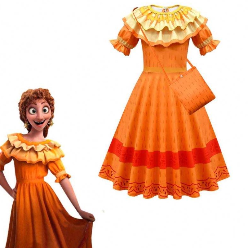 Baige meisjes encanto jurken cosplay mirabel kostuums chique kinderen prinses kleding kinderen verjaardag carnaval feest encanto jurk
