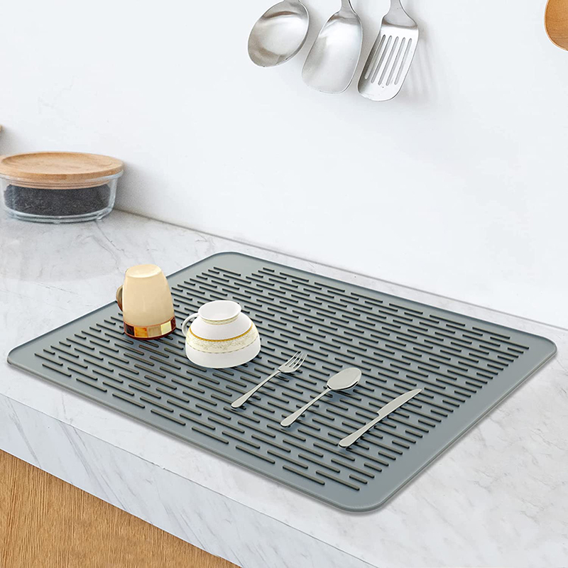 Gerecht droogmat, grote afwateringsmat voor de keuken aanrecht,niet-slip siliconen wastafel mat