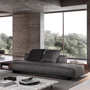 Italiaanse Minotti Modern Black Cotton and Linen Sofa Fabric Sectional Set Furniture