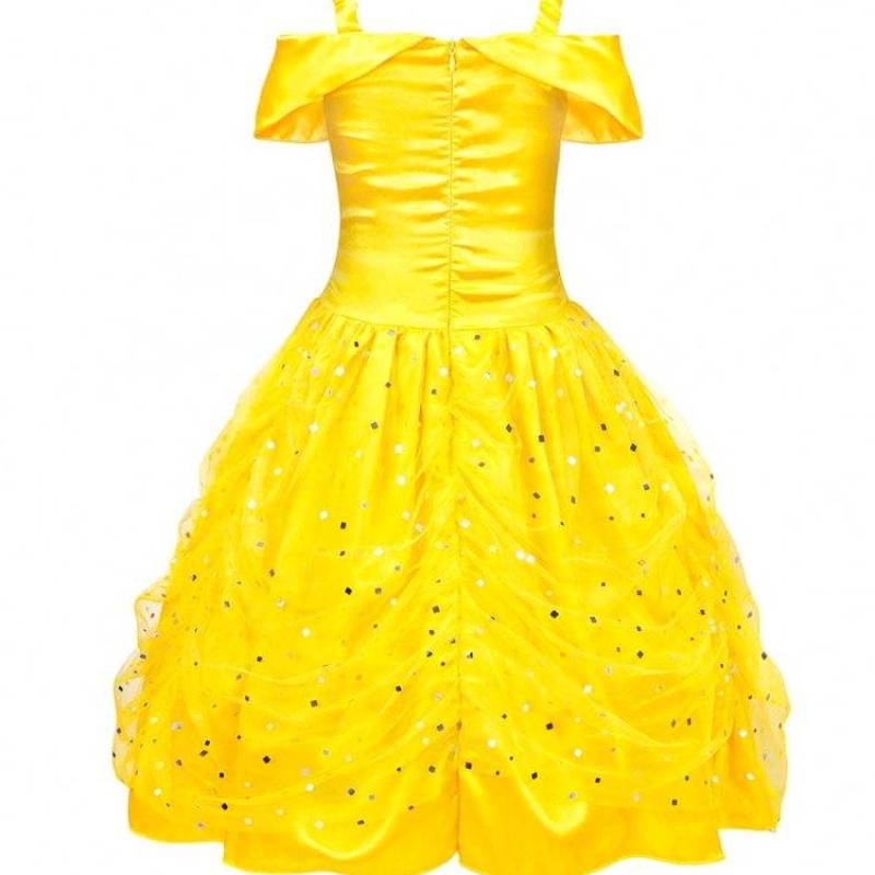 Halloween Kinderen Kleding gelaagd Schoudergele prinses Belle Kostuum Little Girls Halloween Dress HCBL-001