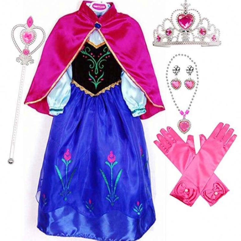 2022 Best verkopende item Anna Snow Queen Print Birthdess Princess Dress Prinses jurken Elsa Cosplay HCGD-004