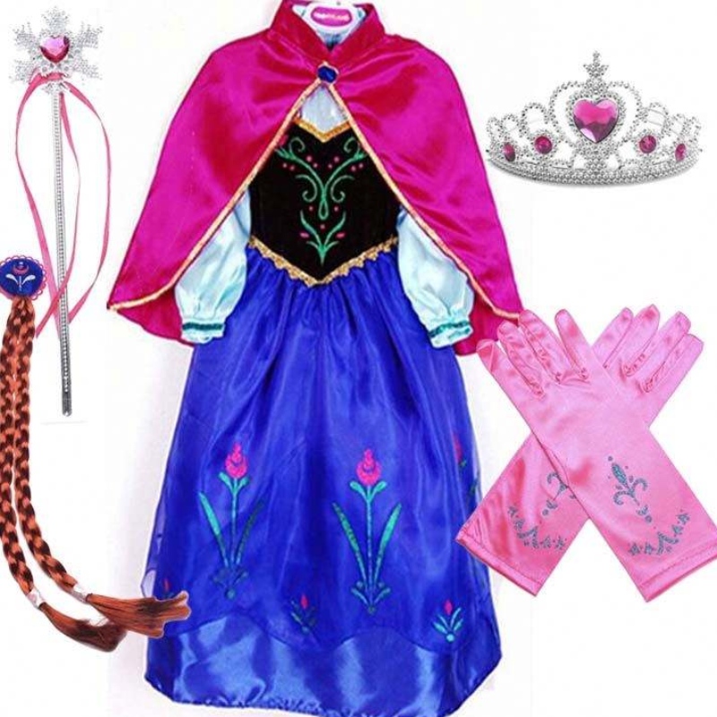 2022 Best verkopende item Anna Snow Queen Print Birthdess Princess Dress Prinses jurken Elsa Cosplay HCGD-004