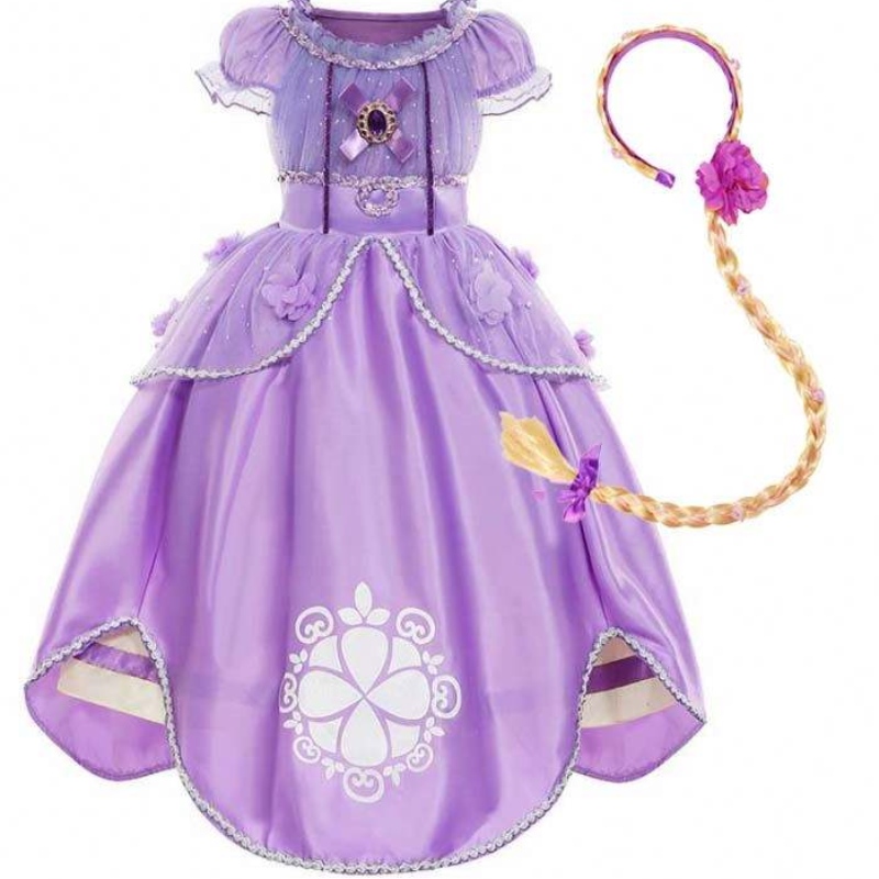 Halloween Party Dress Up Puff Sleeve Floral TuLle Ball Jurk Prinses Sofia De eerste jurk voor babymeisjes HCRS-00