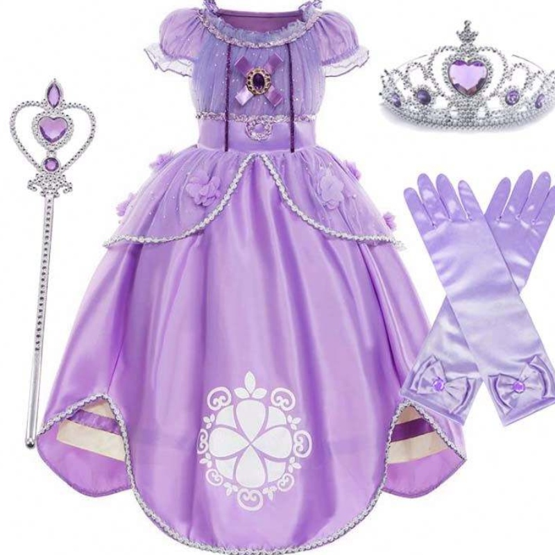 Halloween Party Dress Up Puff Sleeve Floral TuLle Ball Jurk Prinses Sofia De eerste jurk voor babymeisjes HCRS-00
