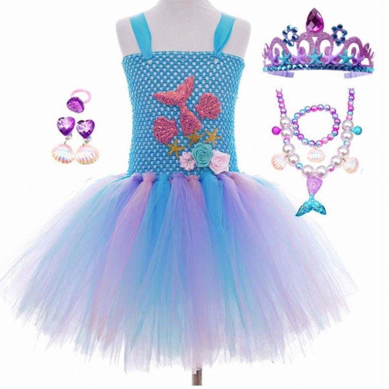 2022 Kinderen Halloween Cosplay Kinderkostuumkleding Tutu Little Mermaid-kostuum HCMM-017