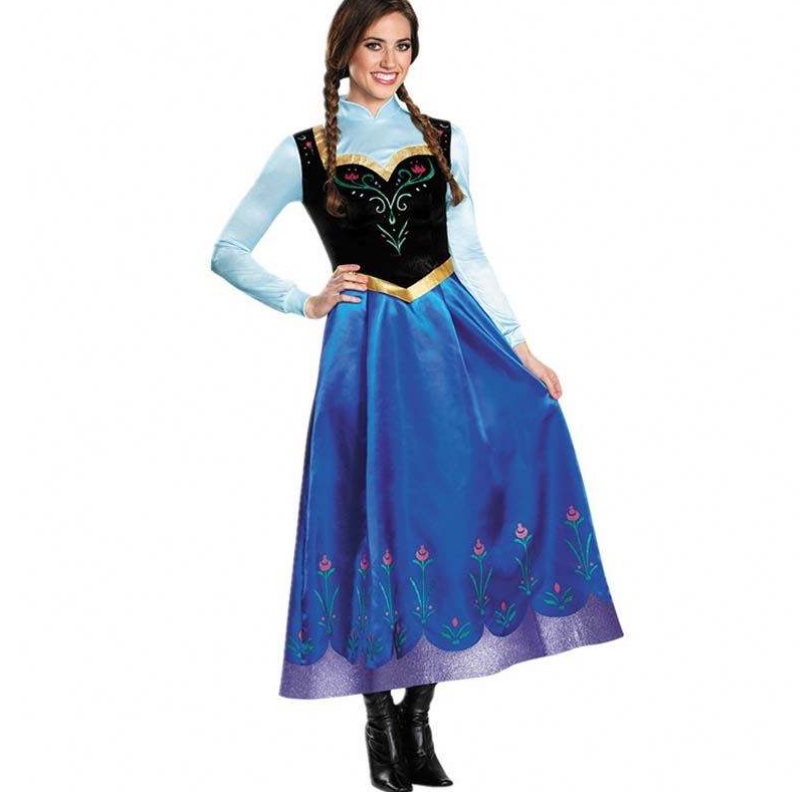 Bestseller 2022 Volwassen Elsa Anna Cosplay Woman Halloween kostuum Princess Jurk volwassen Anna kostuum met Cloak HCGD-053