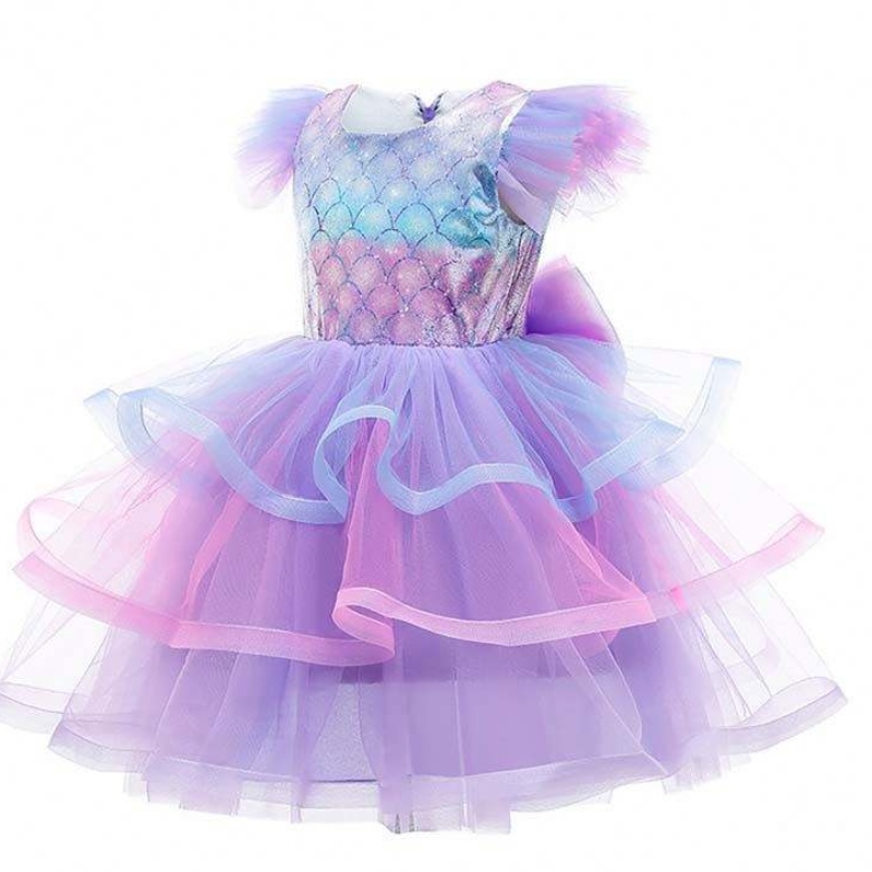 2022 meisjes verjaardagsfeestje jurk mermaid kroon ketting prinses meisje zeemeermin jurk voor kinderen meisjes hcmm-004
