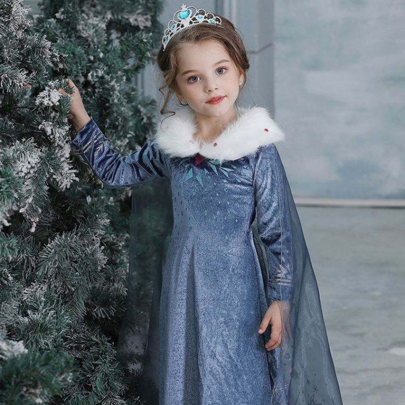 2020 Groothandel Party Elsa Anna Princess Girl Children Children Winter Coat verkleed kostuum met jas