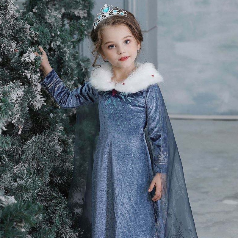 2020 Groothandel Party Elsa Anna Princess Girl Children Children Winter Coat verkleed kostuum met jas