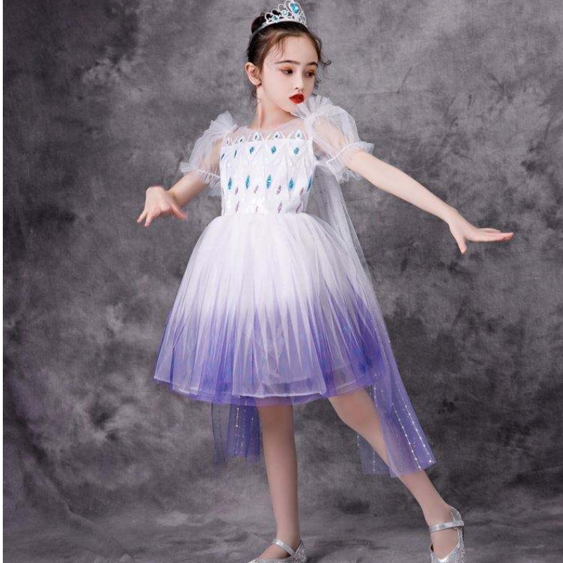Laatste meisjes prinses Elsa kostuum kinderen witte lange kanten jurk baby feestje slijtage jurken bx1682