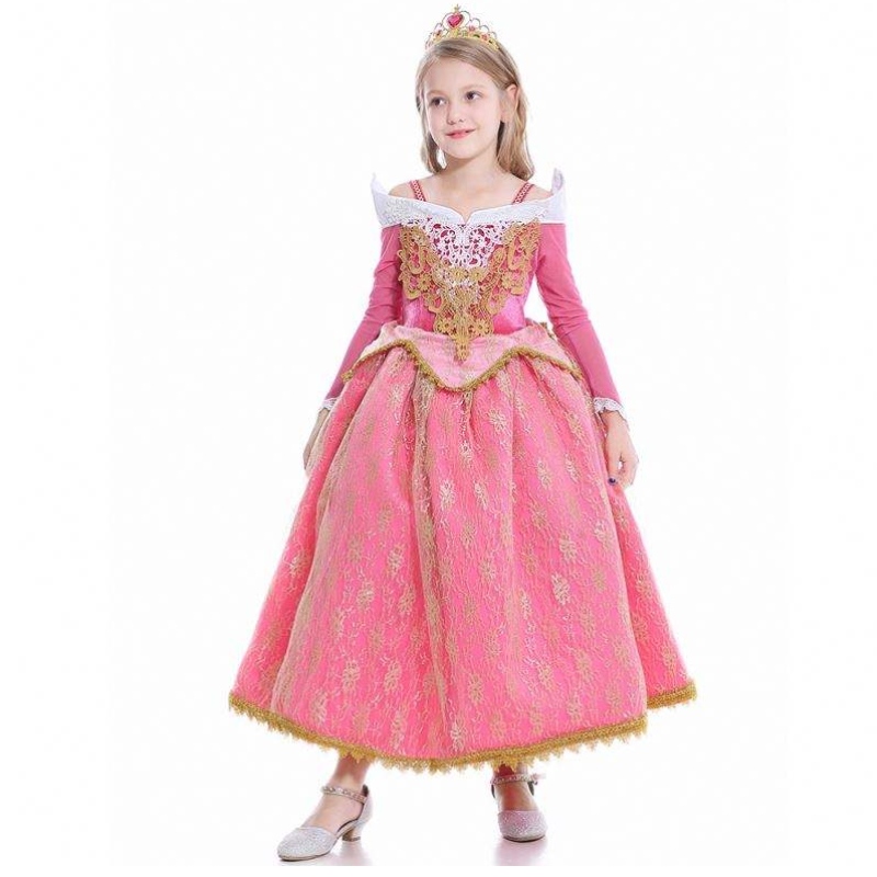 Baige 2021 Nieuwe meisjes cosplay Elsa Dresses Kids Frocks kleding Polyester Patroon Anna Princess Party Dress