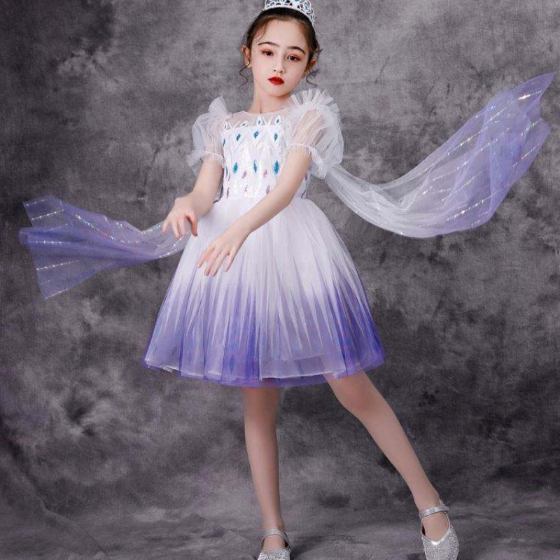 NIEUW GIRL ELSA 2 AISHA WITTE JURK KINDEREN KINDEREN PRINSES GIRLEN Halloween Princess Dress Tutu zomer bruiloft Verjaardagsfeestje jurk