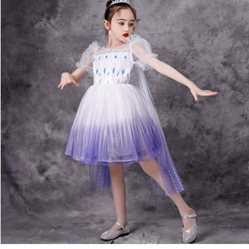 NIEUW GIRL ELSA 2 AISHA WITTE JURK KINDEREN KINDEREN PRINSES GIRLEN Halloween Princess Dress Tutu zomer bruiloft Verjaardagsfeestje jurk