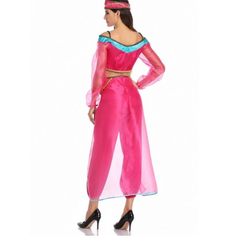 Groothandel sexy vrouwen lange mouw Arabisch India Jasmine Princess kostuum Halloween Fairy Griekse godin Lady Cosplay kostuum