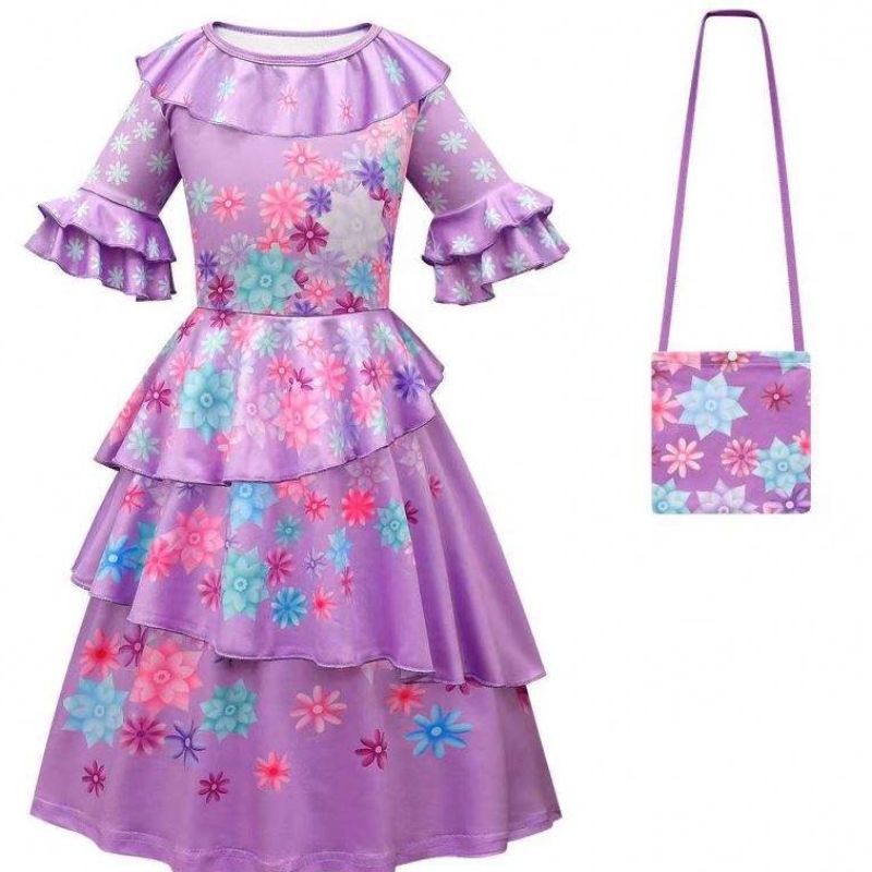Halloween Princess Dress Encanto Mirabel Luisa Cosplay Kostuum Girl Party Jurk met tas