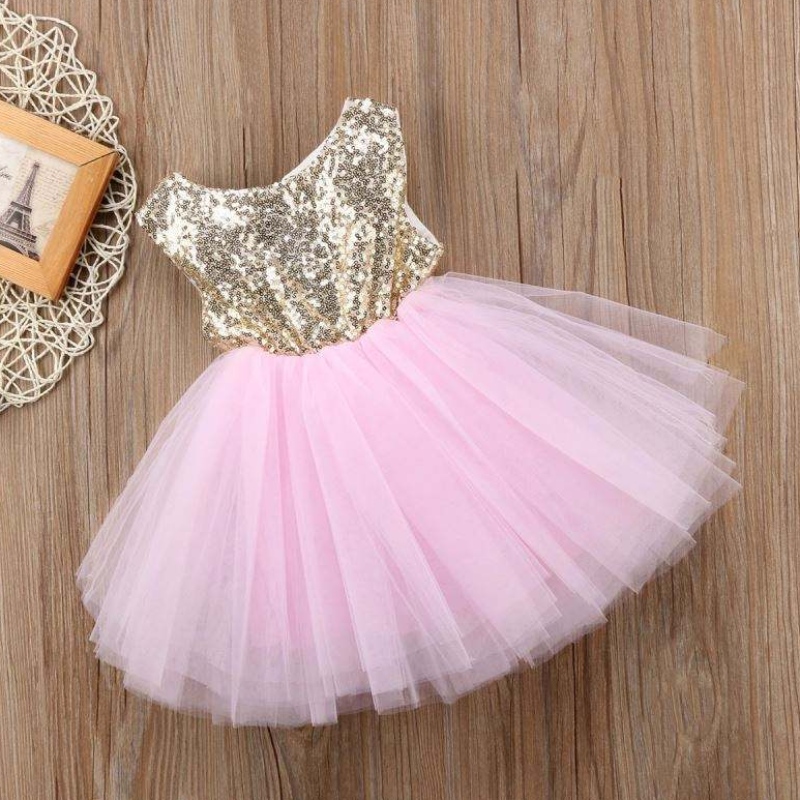 Hete verkoopkinderen kleding Puffy Princess Rok pailletten baby bloemenmeisje backless tutu jurk