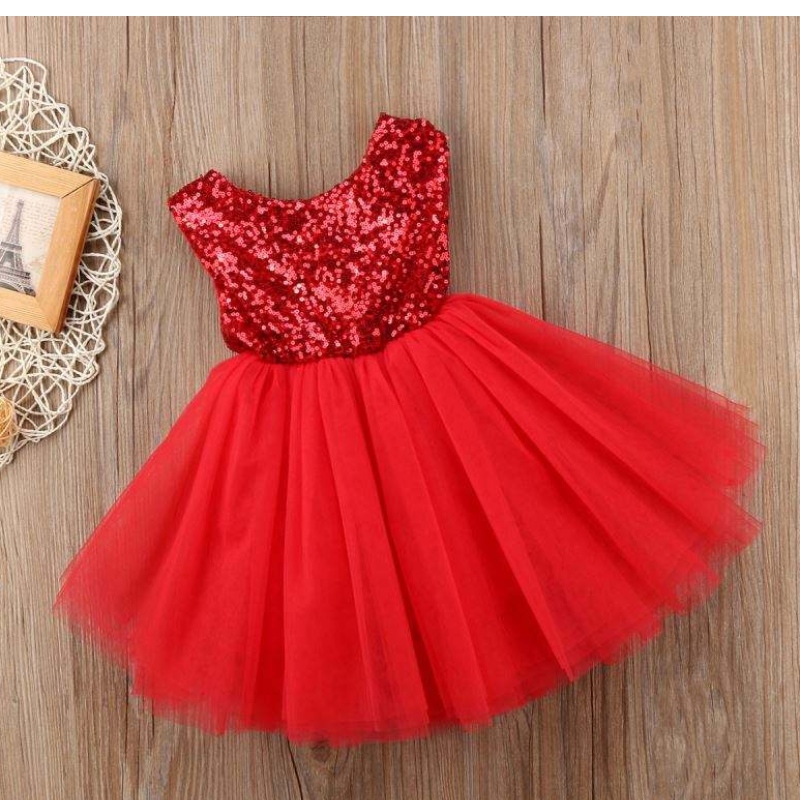 Hete verkoopkinderen kleding Puffy Princess Rok pailletten baby bloemenmeisje backless tutu jurk