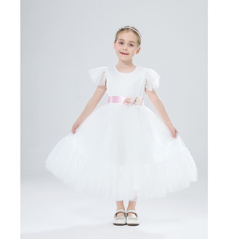 Bloemenmeisjesjurk kinderen bruidsmeisje trouwjurken voor kinderen roze tule jurken meisjes boetiek feestje slijtage elegante jurken