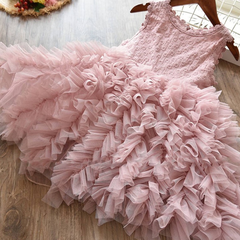 Zomer peuter meisje jurken kinderen kanten bloembal jurk kinderen meisjes pluizige cake smash jurk prinses feestkleding