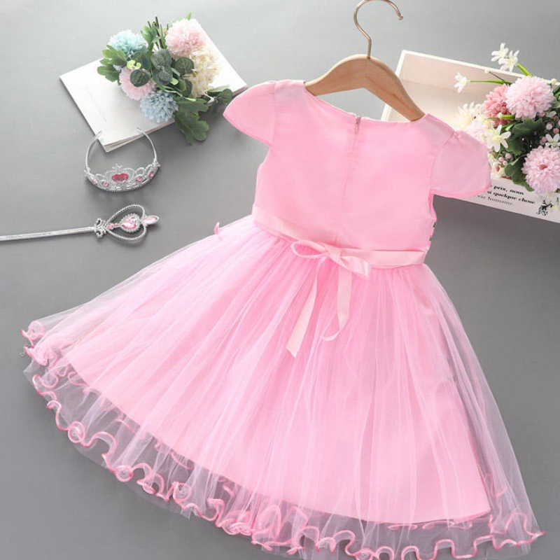 2-8y meisjesjurk zomernieuwenieuwe korte mouw prinses Elsa mesh tutu rokkinderen \\'s verjaardagsfeestje cosplay jurk