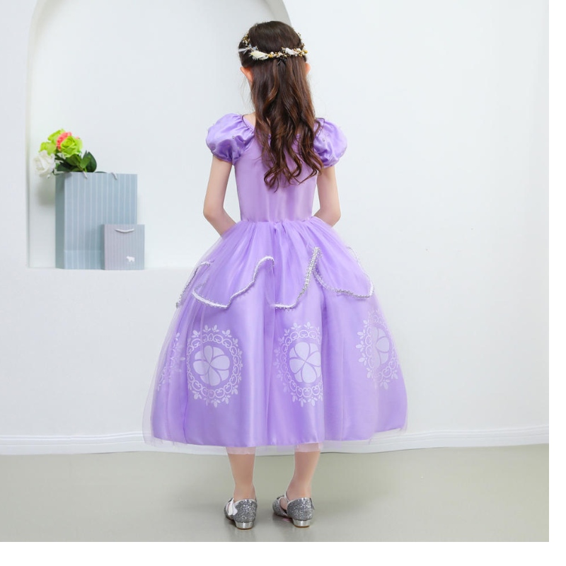 Prinses Sofia jurk voor meisjeskinderen cosplay puff mouwlaag jurken kind feest verjaardag bruiloft baljurk fancy kostuums