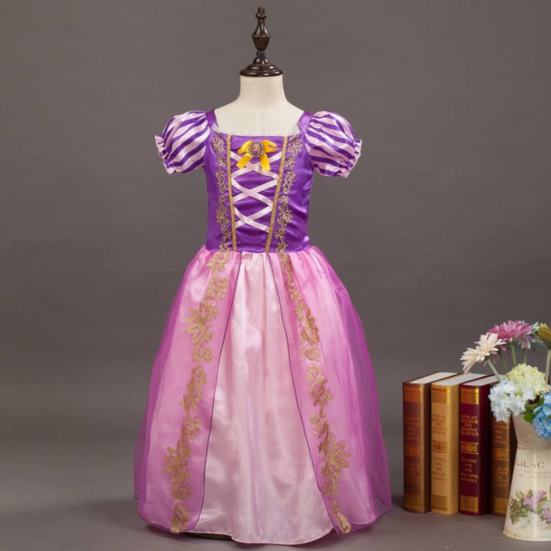 Meisjes rapunzel prinses cosplay jurken feest cadeau mesh bal jurk verjaardag film kostuum