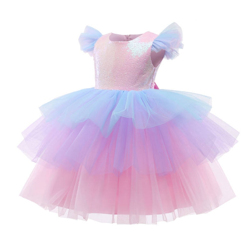 Meisjes formele prinsesjurk kinderen kanten tule regenboog elegante avondfeest taart tutu prom jurk kinderen bruiloft communion Kostuum