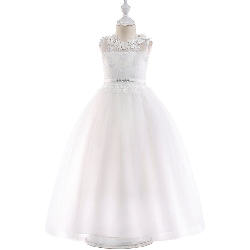 2022 Girl Feestjurk Elegant witte bruidsmeisje Princess Kinderjurken voor meisjes kleding kinderen trouwjurk 10 12 jaar