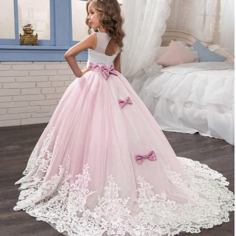 2022 Zomermeisjes kleden lange kinderen bruidsmeisje jurken kinderen prinses feest trouwjurk 3 10 14 jaar Vestido
