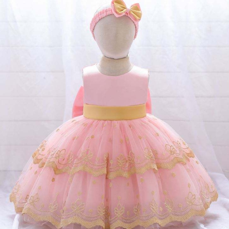 Baige hete verkoop meisje bruiloft bloem kinderen mooie kleding feest tutu meiden \\ 'korte verjaardag peuterjurken voor 2 jaar oud