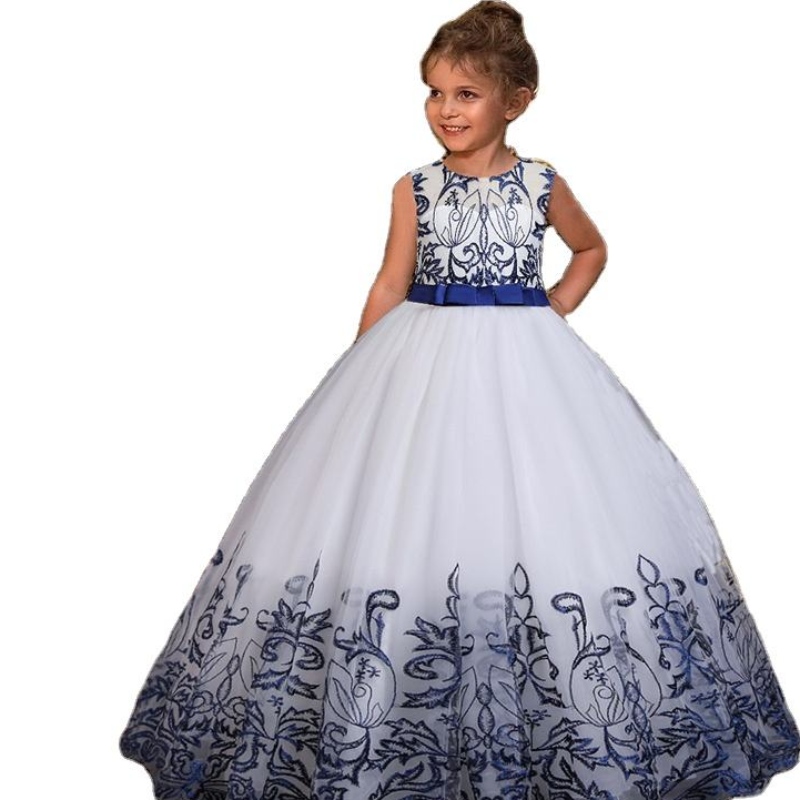 Zomer babymeisjes bloemjurk elegant kanten borduurwerk prinses feestjurk kinderen kinderennieuwjaars verjaardag kleding voor meisjes