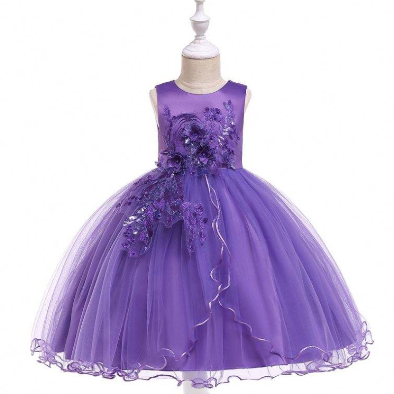 Baige Kids Kleding Wit Flower Girl Jurk Borduurwerk Draag Avondjurken voor Girls L5060