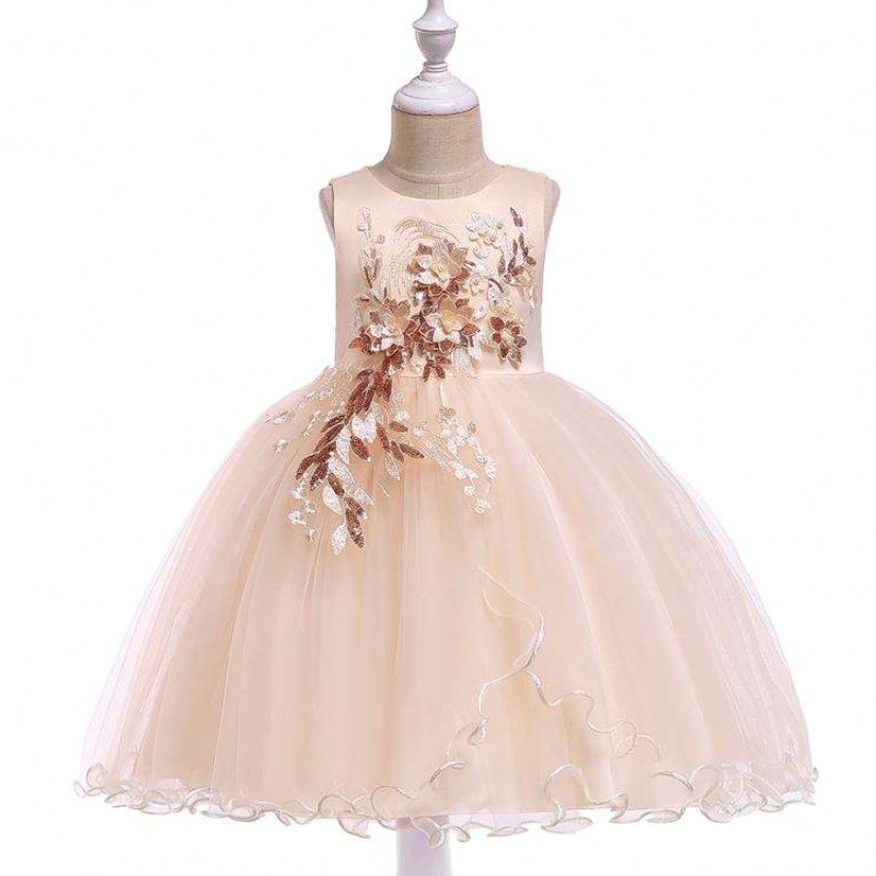 Baige Kids Kleding Wit Flower Girl Jurk Borduurwerk Draag Avondjurken voor Girls L5060