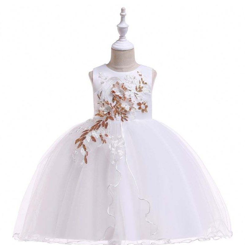 Baige Kids Kleding Wit Flower Girl Jurk Borduurwerk Draag Avondjurken voor Girls L5060