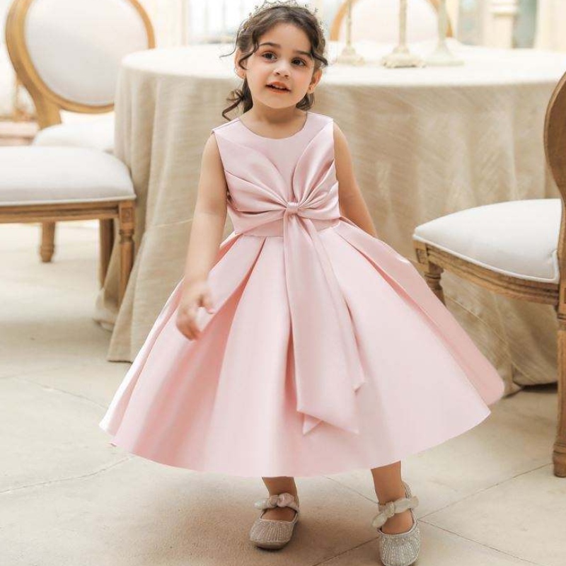 Baige peuter babymeisje paasjurk mouwloze casual prinses jurken zomer outfits boog feestjurk