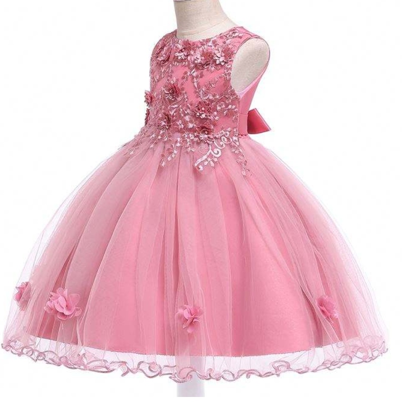 Baige high -end kinderen jurk gezwollen pailletten sprookjes prinses bloemenmeisje tulle jurk baljurken voor meisjes