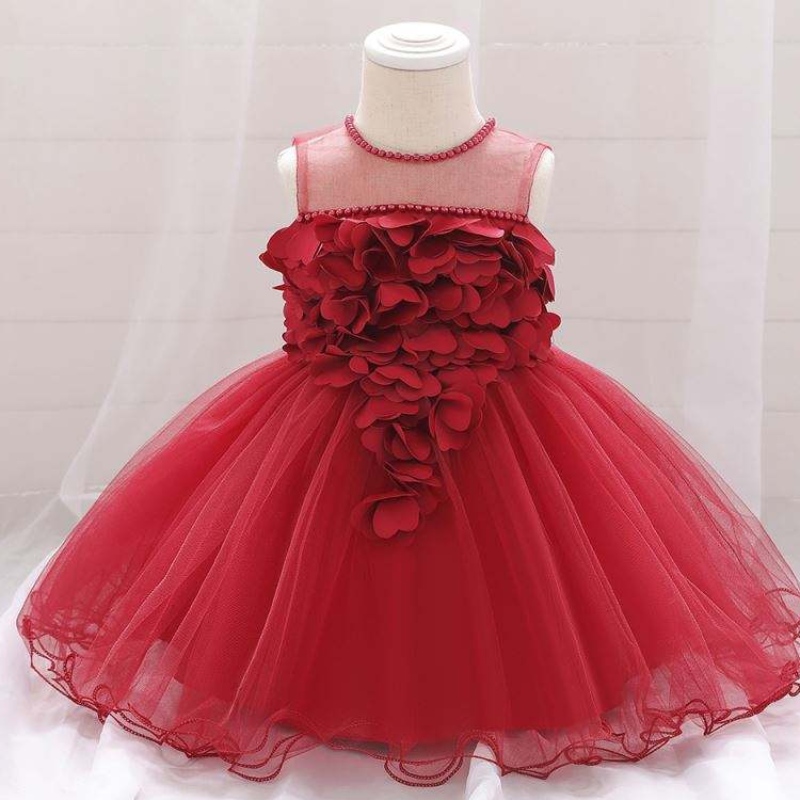 Nieuw ontwerp Kinderkleding Kinderen Frock Design Flower Baby Girl Birthday Dress L1932XZ